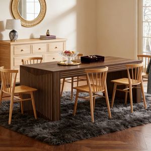 Tavolo da Pranzo Allungabile Moderno con Sedie in Legno Massello e Marmo, Set Esclusivo per Sala da Pranzo dal Design Moderno - Product Image 5
