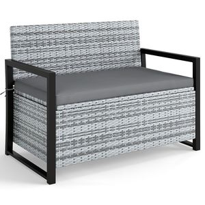 Panca da Esterno con Contenitore Integrato in Vimini, Divanetto per Patio - Product Image 4