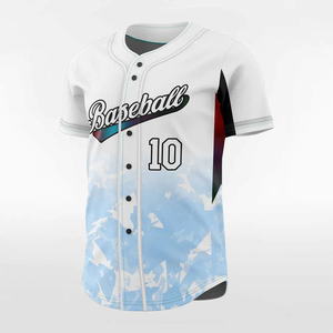 เสื้อเบสบอลแบบกำหนดเอง สีขาว ลายพรางสีน้ำเงิน พิมพ์หมายเลข 10 แบบซับลิเมชั่น สำหรับผู้ใหญ่ แขนสั้น ระบายความชื้นได้ดี - Product Image 3