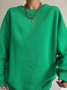Sudadera con Capucha Extra Grande para Mujer, Personalizada con Estampado Puff, Estilo Vintage, Cuello Redondo, Algodón - Product Image 5