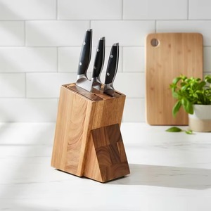 Natural Acacia Wood Knife Block Universal Knife Holder Wooden Knife Organizer Kitchen Counter Storage - Product Image 3