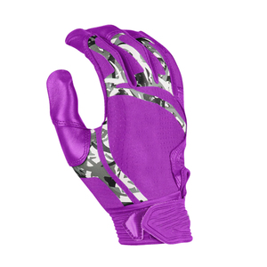 <b>Top</b> Quality Purple Batting Gloves With <b>Camo</b> Accents Hook And Loop Closure Durable Training Gear Unisex Adult Size - Product Image 4