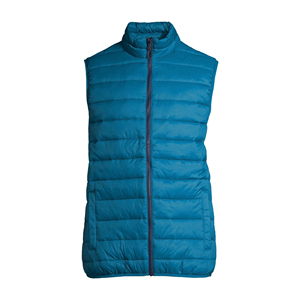 URBANGAZER INDUSTRIES Men's Blue Stand Collar <b>Padded</b> Vest Zipper Closure Regular Length Solid Color <b>Waterproof</b> Polyester/Cotton - Product Image 3