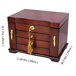 Caja de joyería de madera vintage para mujer, elegante organizador para collares, anillos y relojes - Product Image 4