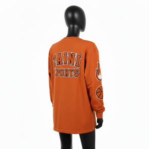 Womens Long Sleeve T Shirt GSM Thick Cotton Jersey <b>Rust</b> Brown Sports Graphic Applique Print Custom Logo long sleeve shirt Cotton - Product Image 5