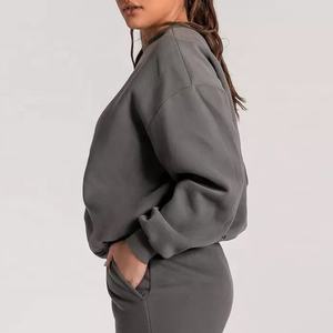 Sudadera de cuello redondo para mujer OEM ODM, moderna, oversize, de algodón y felpa, para primavera, estilo casual deportivo, moda urbana. - Product Image 3