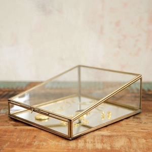 Wholesale Luxury Brass Frame Glass <b>Trinket</b> Jewelry <b>Box</b> Taper Shape Storage and Organizer <b>Box</b> - Product Image 2