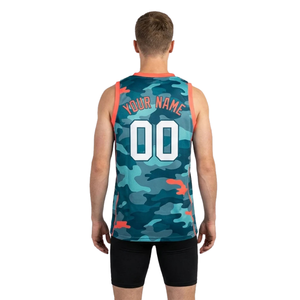 Kit de basketball camouflage : Short ajusté uni et maillot sans manches col en V pour homme, avec bordure contrastante et numéros de joueur 100 % personnalisables - Product Image 2