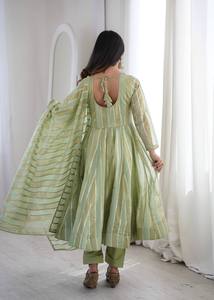 Vestido largo indio y pakistaní para mujer, conjunto Dupatta, costura completa, Georgette, estampado Digital, bordado para bodas, trajes informales - Product Image 4