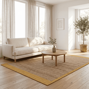 Grand tapis en jute tissé à la main, uni, de couleur unie, pour salon, intérieurs contemporains nordiques, design éco-responsable, adapté aux animaux domestiques - Product Image 4