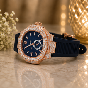 Montre de luxe en acier inoxydable et alliage, style hip-hop, avec quartz et moissanite, effet diamant, pour homme - Product Image 1
