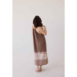 Bohemian Brown Tie Dye Cotton Long Dress Casual <b>Spaghetti</b> <b>Strap</b> Summer Vacation Sundress for women - Product Image 1