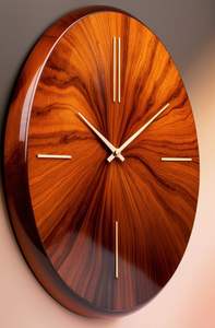 Horloge murale décorative surdimensionnée en bois massif, faite à la main, mouvement silencieux, style moderne - Product Image 2