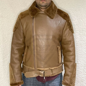 Veste en cuir de mouton sur mesure de qualité supérieure pour homme, veste bomber B3 à capuche chaude pour l'hiver, veste d'aviateur en fourrure de luxe - Product Image 2