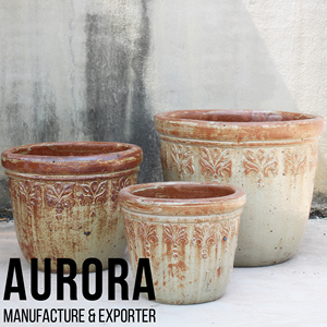 Vintage Rustic Clay Flower Pots Glazed <b>Circular</b> Design Eco-Friendly Drainage Hole for Garden Outdoor Use - Product Image 5