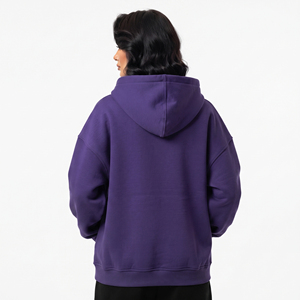 Drop-Shoulder Heavyweight 400GSM Terry Cotton Hoodie Women's Custom <b>Distressed</b> Embroidery Printed Hood <b>Top</b> Ladies Street Style - Product Image 2