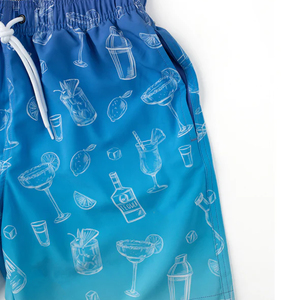Shorts de Baño para Hombre, Estampado Degradado Azul, Cintura Elástica, Secado Rápido, Estilo Casual - Product Image 3