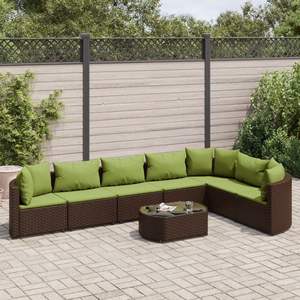 Ensemble de canapés de jardin vert-brun, meubles d'extérieur en rotin avec coussins en mousse haute densité, imperméables, design contemporain - Product Image 1