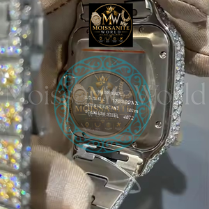 Reloj Mecánico Cuadrado Premium con Incrustaciones de Diamantes, Correa de Acero Inoxidable, Esfera con Números Romanos, Tono Dorado, Visualización de Fecha, Reloj de Pulsera Hip Hop para Hombre - Product Image 4