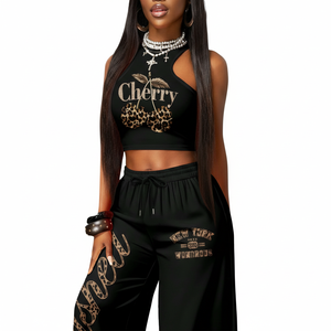 Conjunto de Dos Piezas de Ropa Urbana de Verano para Mujer, Top Corto y Pantalones Jogger, Chándal con Estampado Gráfico Personalizado Ecológico, Venta al Por Mayor - Product Image 3