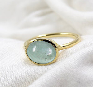 Anillo de Plata de Ley Hecho a Mano con Amazonita, Minimalista, Ovalado, con Engaste de Bisel, Piedra Natural, Estilo Boho Vintage - Product Image 1