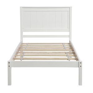 Letto a piattaforma matrimoniale bianco in legno con testiera e doghe in legno, non richiede rete a molle (Vecchio SKU WF191418AAK) - Product Image 6