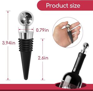 Bouchon de bouteille de vin en caoutchouc de silicone à fermeture hermétique côtelée 3,94 pouces noir - Product Image 1