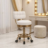Chaise pivotante réglable en hauteur DM, rotation à 360°, tabouret de salon avec roulettes et base dorée pour spa, massage, nail art, tatouage