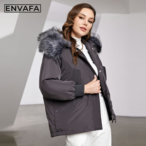 Real Fur Hood <b>Duck</b> <b>Down</b> Coat Short Puffer <b>Jacket</b> Thick Winter Parka Waterproof Zipper Outerwear Women's Premium Overcoat - Product Image 4