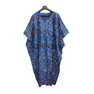 Wholesale Indian kaftan cotton hand block floral printed women long tunic top kaftan dress evening party wear beach