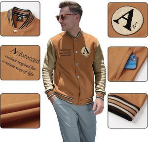 Veste universitaire professionnelle personnalisée pour équipe, corps en laine, manches en cuir, manteau streetwear haut de gamme - Product Image 4