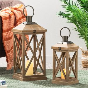 Natural Customized Handmade Wooden Candle <b>Lantern</b> with <b>Black</b> Top Empty Candle Holder For Event & Home Decor - Product Image 1