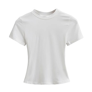 T-shirt décontracté pour femme en polyester respirant et écologique, col en V, manches courtes, impression de logo personnalisé, teinture unie, compressé - Product Image 6