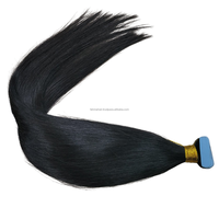 Extensiones de Cabello Humano Natural Virgen Remy de Indonesia, con Cinta Adhesiva, Liso, Negro, de Primera Calidad, Sin Enredos, 100g, Disponible en Todos los Colores