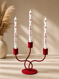 <b>Red</b> Velvet Triple Taper <b>Candle</b> Holder Candelabra-Luxurious Handmade Eco-Friendly Christmas Home Decor - Product Image 2