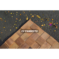 PANGESTU Panneaux muraux en mosaïque de teck recyclé modernes, insonorisés, à motif géométrique, pour la maison, le divertissement, la décoration des villas et le commerce