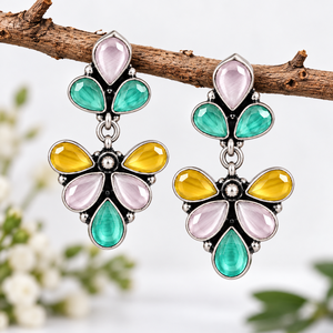 Wholesale Multicolor Oxidized Silver Plated Floral Dangle <b>Earrings</b> for Women | <b>Fashion</b> Ethnic Statement Jewelry - Product Image 6