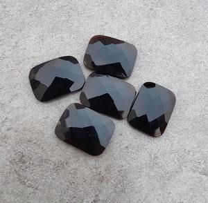 Onyx noir naturel, forme rectangulaire coussin, taille à carreaux, calibré, pierre précieuse en vrac pour bijoux - Product Image 3