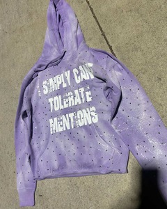 Sudadera con capucha para hombre, 100% algodón, estilo streetwear personalizado, con pedrería y serigrafía, efecto deslavado por el sol, dobladillo sin rematar, oversize, para otoño, con lavado ácido vintage - Product Image 4