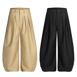 Pantalones Anchos Negros para Hombre, Cintura Alta, Algodón, Casuales, con Bolsillos Laterales, Antiarrugas, Estilo Otoñal - Product Image 5