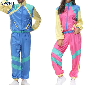 100% <b>Nylon</b> Windbreaker Tracksuit Set Colour block Shell Jacket & <b>Jogger</b> Pants, Vintage Style Athletic Wear for Men & Women - Product Image 5