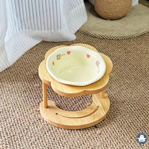 Cute Wooden Elevated Pet <b>Bowl</b> Stand with Heart Pattern <b>Ceramic</b> Dish for Indoor Pet - Product Image 6