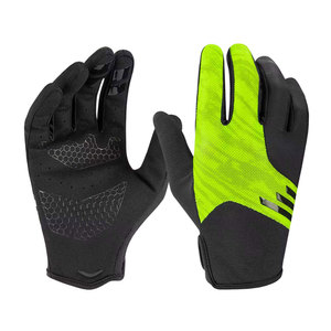 Gants de cyclisme demi-doigts noirs et vert fluo en nylon respirant unisexe pour usage extérieur - Product Image 1