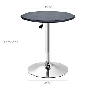 Tavolo da bistrot rotondo da 25 pollici con base in acciaio cromato ad altezza regolabile per cucina domestica e sala da pranzo Nero/Cromo - Product Image 3