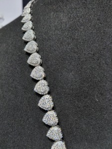 Cadena de tenis de lujo con moissanita en forma de corazón, plata de ley 925, collar con eslabones de moissanita VVS, pasa la prueba del diamante - Product Image 3