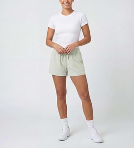 Shorts Deportivos para Mujer, Tejido Transpirable, Cintura Alta, Bolsillos con Cremallera, Logotipo Personalizado OEM, Ecológicos - Product Image 3