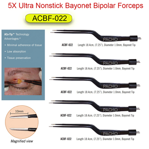 Pinzas Bipolares de Acero Inoxidable Ultra Antiadherentes Ellman Surgitron ACBF-022, 18.4 cm de Longitud, Punta Recta de 1 mm, Reutilizables para Diatermia - Product Image 6