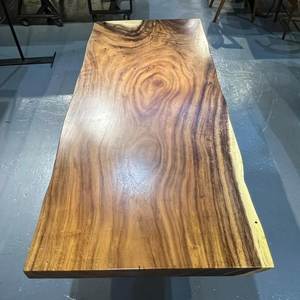 Table à manger rectangulaire en bois massif rustique écologique faite à la main, design moderne, pieds en métal multifonctionnels et stables, 6 places - Product Image 3