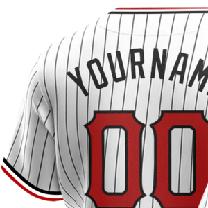 Camiseta de Béisbol Auténtica Blanca con Rayas Rojas y Negras para Hombre, Uniforme de Equipo con Botones, Ropa Deportiva Transpirable para el Día del Partido - Product Image 5