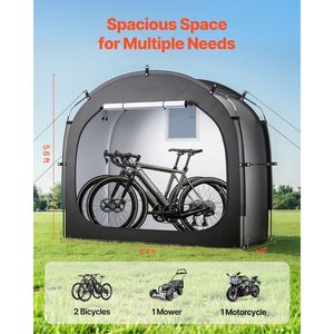 Tente de rangement pour vélos d'extérieur spacieuse pour 1-2 vélos, imperméable, avec installation facile et fenêtre ventilée, tente BC - Product Image 2